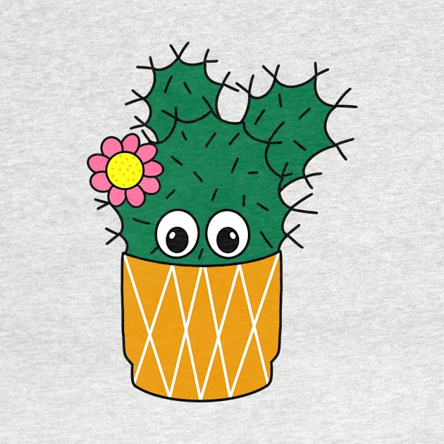 Cute Cactus Design #304: Spiky Cactus With Cute Flower by DreamCactus